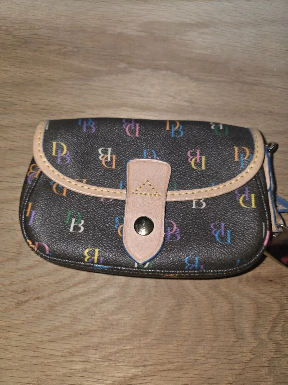 Dooney & Bourke Black Multicolor Monogram Wristlet